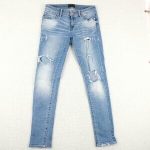 Buckle Black Jeans Womens 27 Blue Ankle Skinny Distressed Whiskers Stone Wash